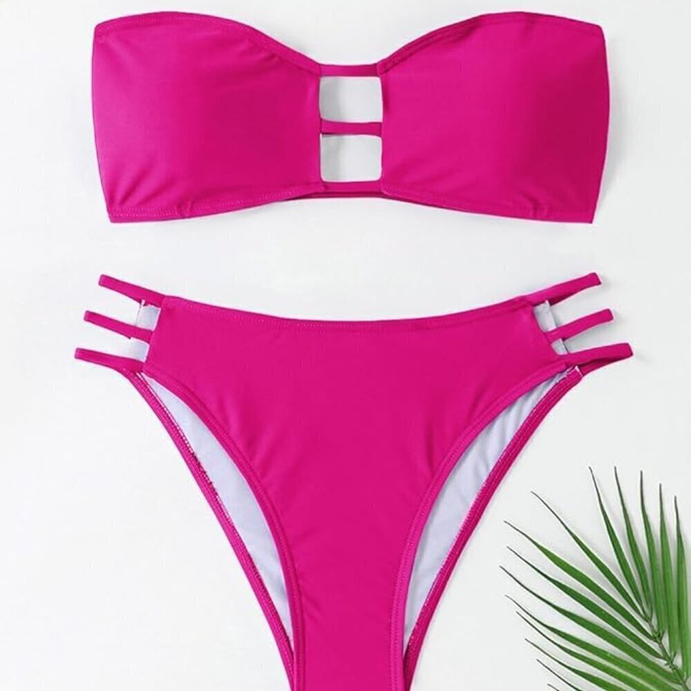 💖✨ Hot Pink Strapless Cutout Bikini Set | Size Medium | NWT ✨💖